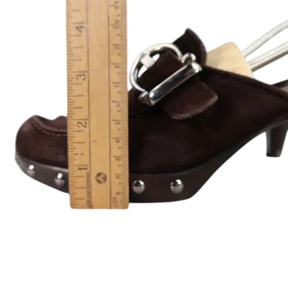 Stuart Weitzman Shoes Womens 8.5 Mule Heel Fashion Studs Buckle Leather Classic - Picture 5 of 15